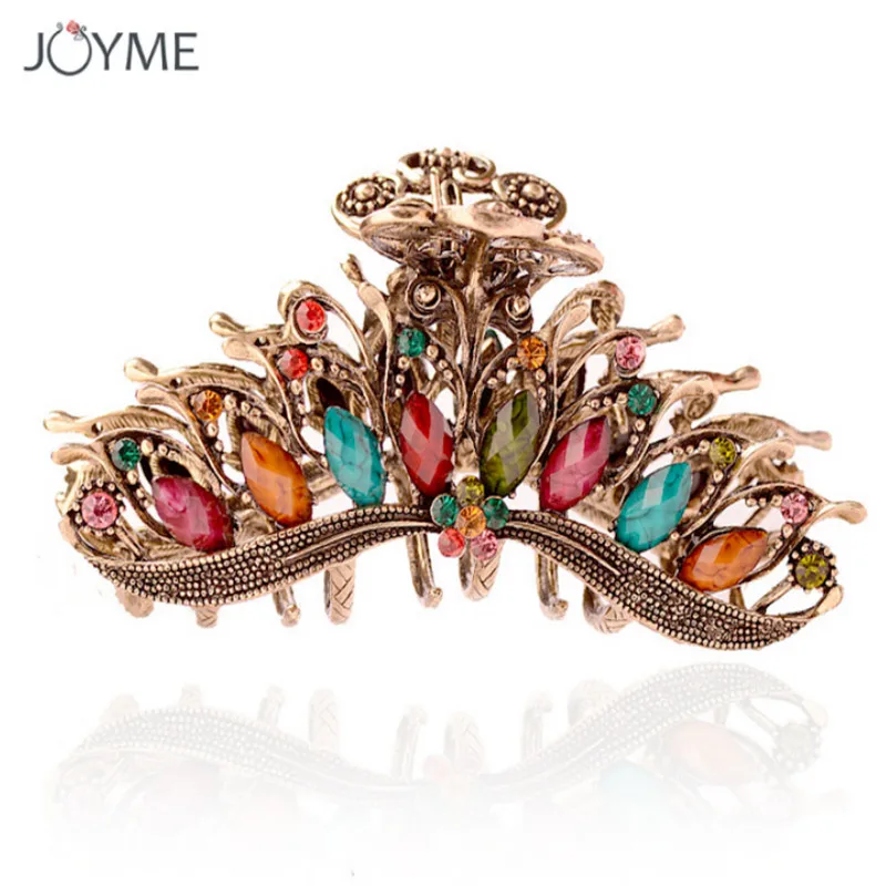 Модная Античная Золотая заколка для волос с большой бабочкой 5 цветов украшение