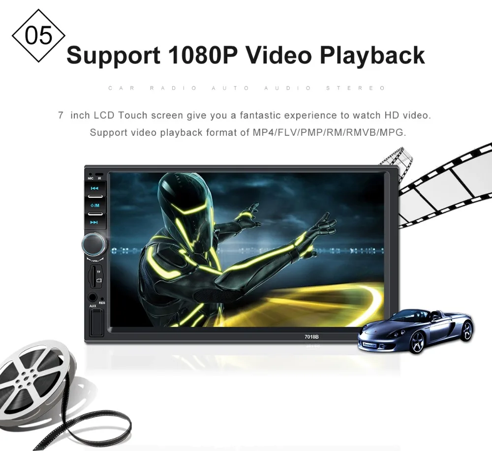 HD 7 &quot2 Din Автомобильный Радио Coche Сенсорный экран Аудио Bluetooth USB заднего вида