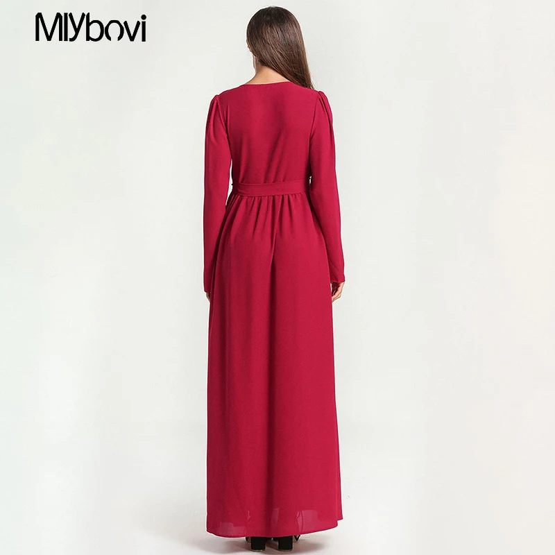 Женское платье макси в мусульманском стиле Abaya Jilbab с цветочным рисунком для