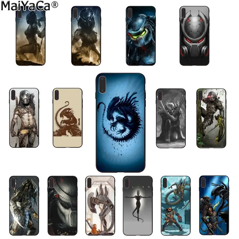 Мягкий силиконовый чехол MaiYaCa Alien vs Predator для Apple iPhone 8 7 6 6S Plus X XS MAX 5 5S SE XR|Бамперы| |