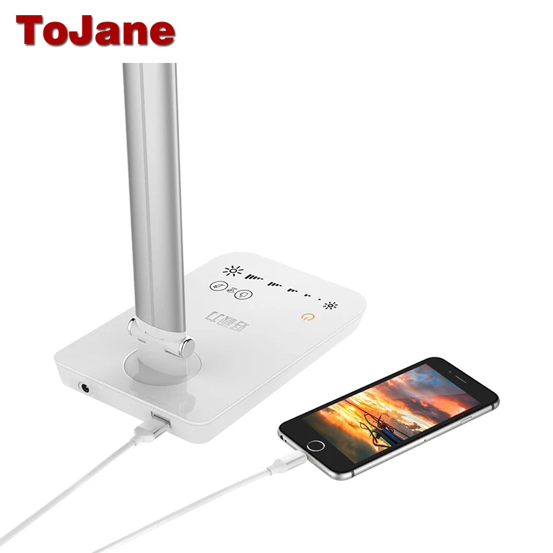 ToJane TG-168 настольная лампа 5 цветовых режимов x 7 Dimable уровней светодио дный Светодиодная настольная лампа для чтения 8 Вт eyсветодио дный E-friendly Светодиодная настольная лампа металл USB свет