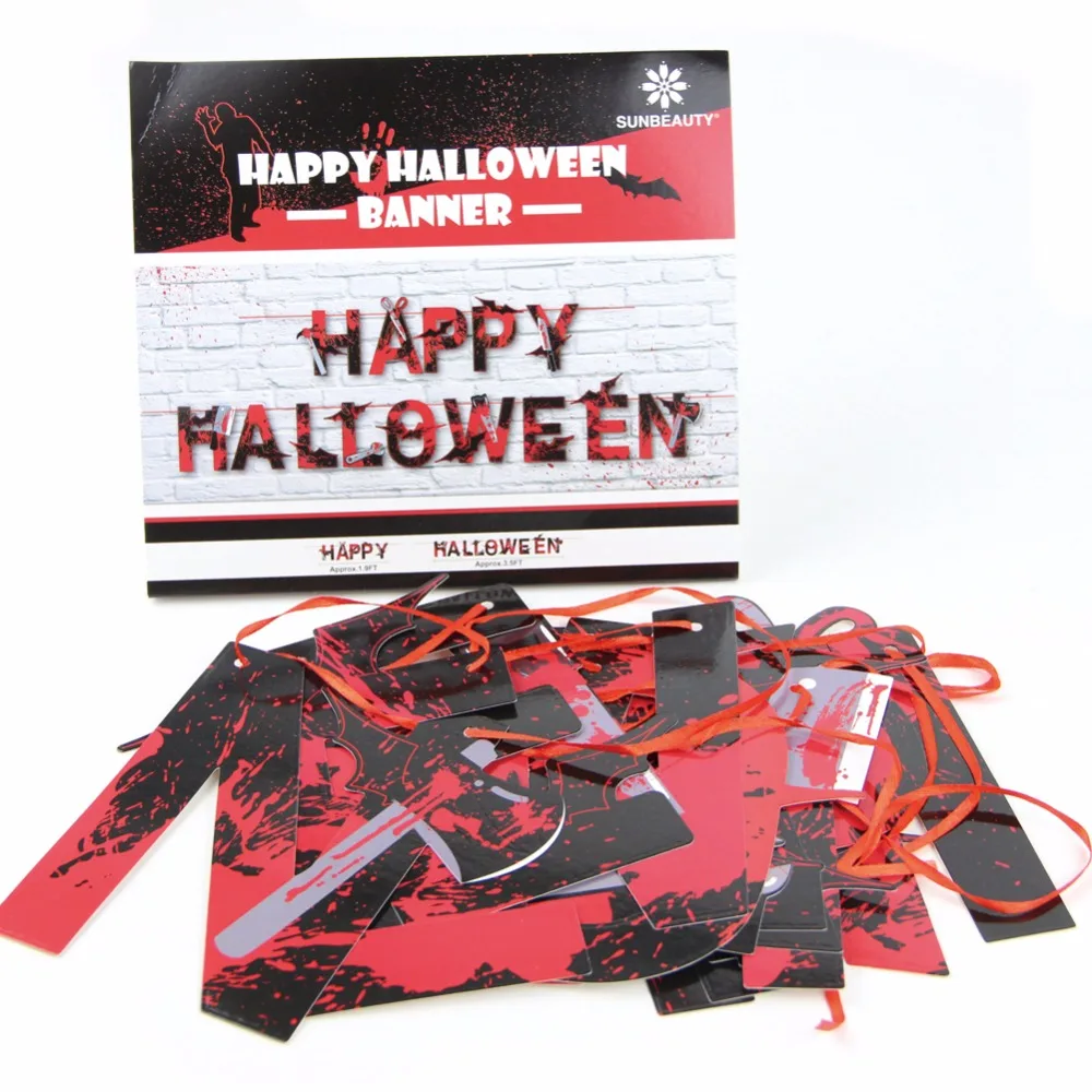Subeauty кровавая Happy Halloween баннер Хэллоуин гирлянды с ножницами кинжал Молотки