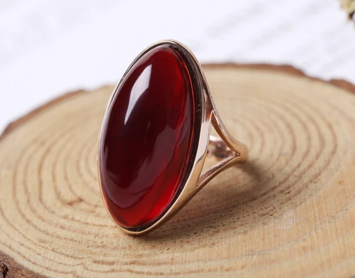 Многослойное эллиптическое кольцо с медовым воском мужское и женское Красное