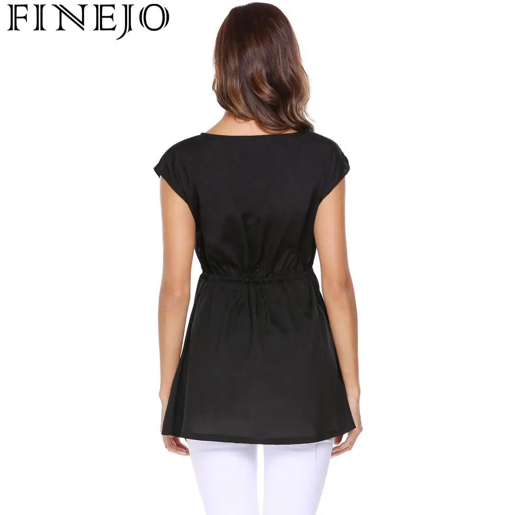 Женская свободная туника FINEJO повседневная однотонная с v образным вырезом и