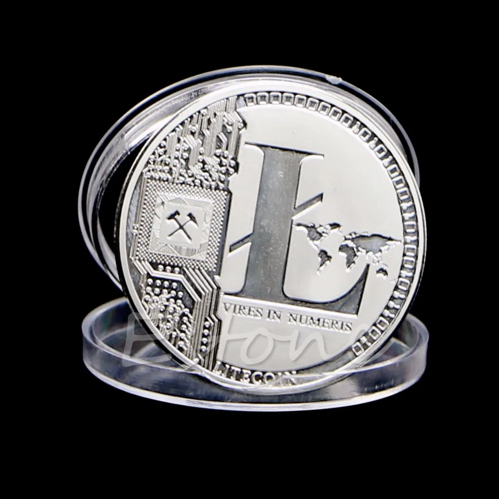 Коллекционная монета 1 унция Посеребренная медальон 25 LTC Litecoin Vires с цифрами