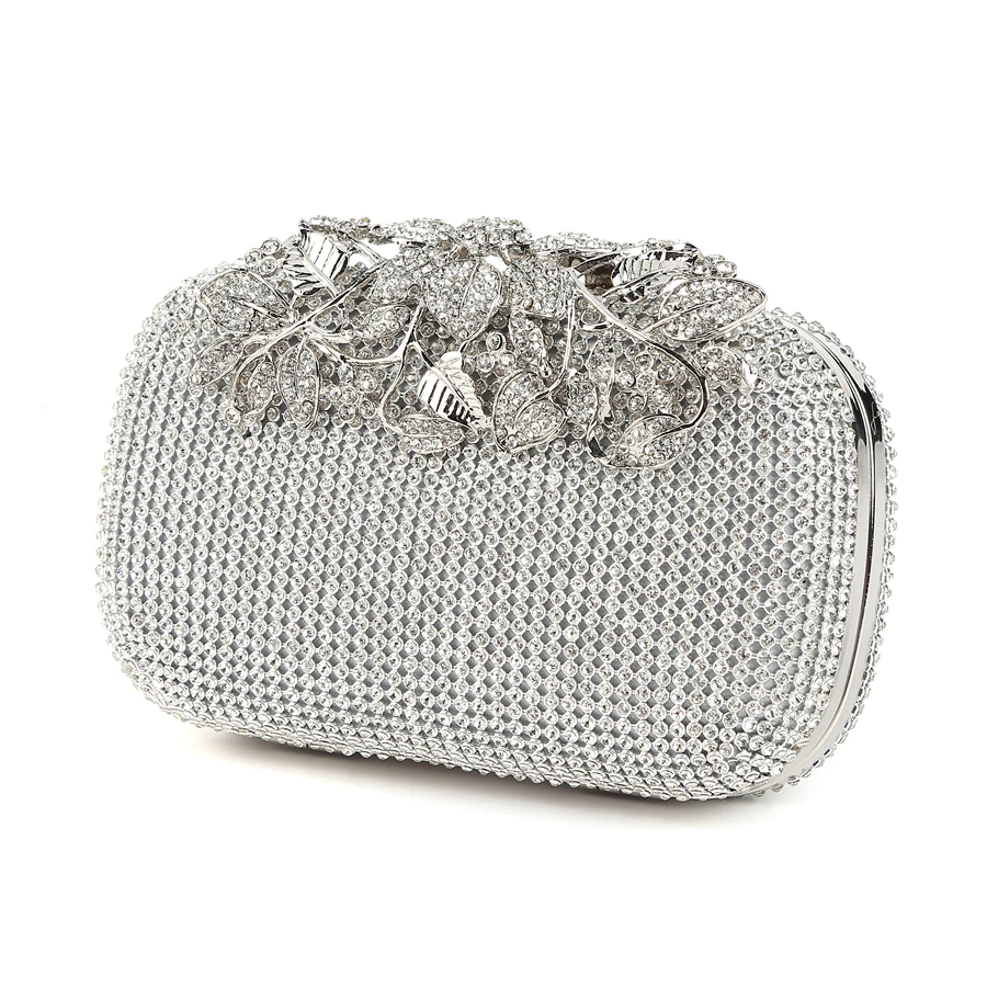 Сумка клатч с цветами и кристаллами женская сумка для свадьбы со стразами