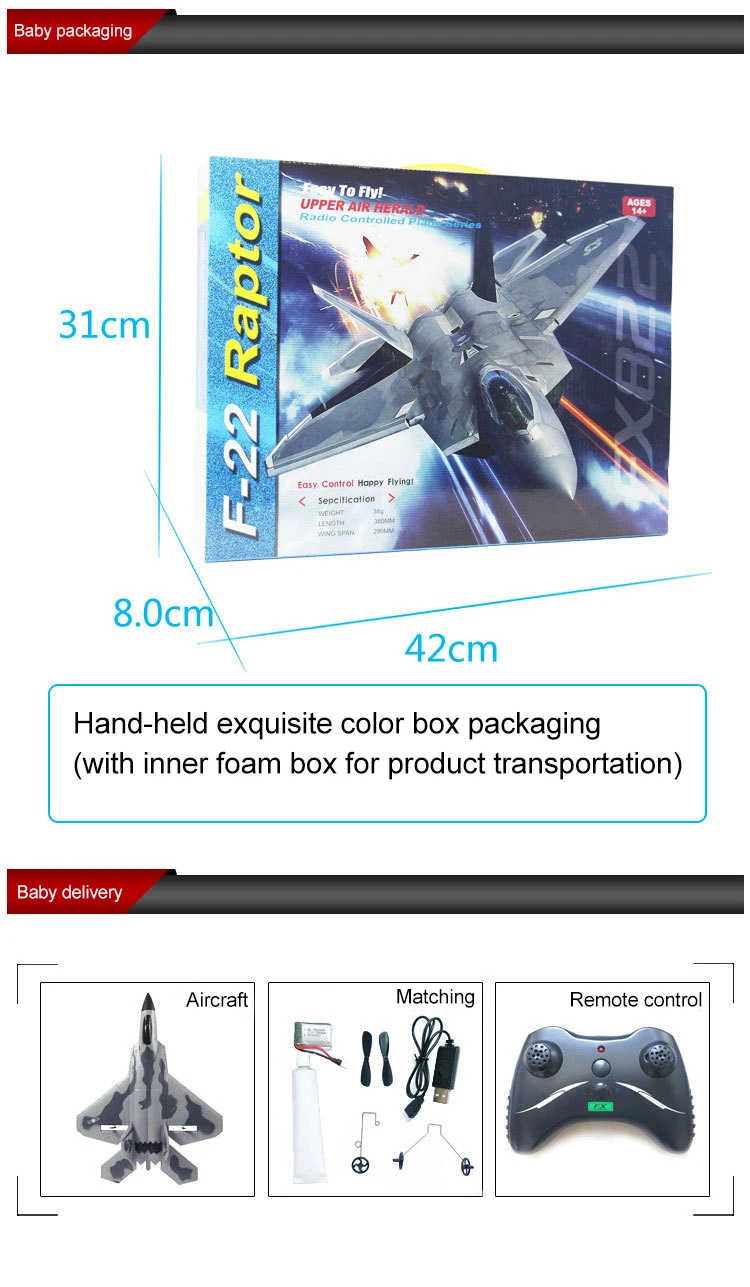 F22 2,4 GHz EPP RC истребитель контроль планер прочность инерционная пена Airplan игрушка модель самолета уличные развивающие игрушки