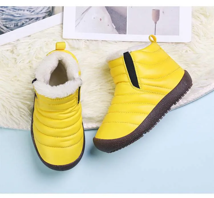NEW Girls Leather Boots Boys Shoes Autumn Winter PU Leather Children Boots Fashion Toddler Kids Shoes Warm Winter Boots