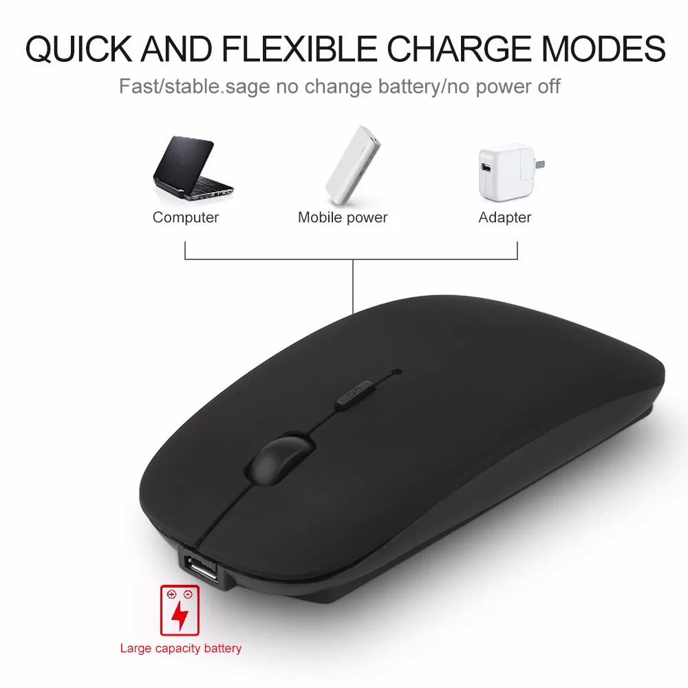 Перезаряжаемая беспроводная мышь, бесшумная, Bluetooth, PC, Mause 4,0, эргономичная мышь, 2,4 ГГц, USB, оптическая мышь для ноутбука, ПК, ноутбука, мышь
