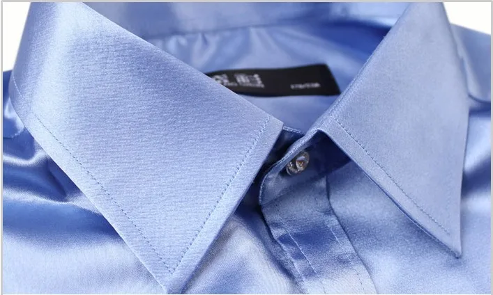 2017 светло-голубой Роскошные жених рубашка Мужчины Длинные рукава свадебные