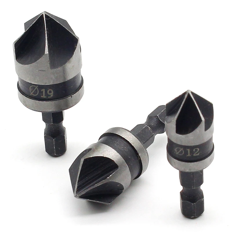 Сверло с шестигранным хвостовиком 3 шт./компл. 90 градусов 1/4 5 бороздок 12-19 мм |