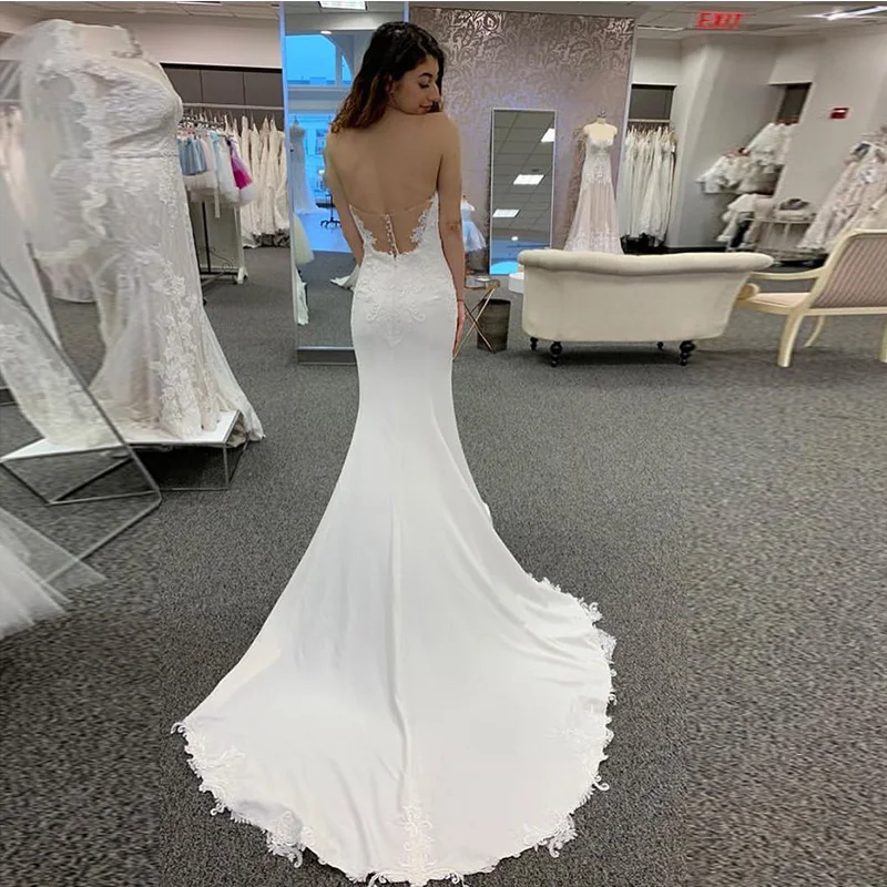 Белое цвета слоновой кости милое платье с вырезом на шее Свадебные Платья