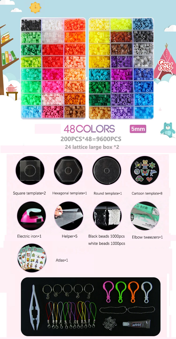 4800-24000 шт./кор. 2,6-5 мм Хама бусины 48 Цвета для образования детей игрушки "Сделай своими руками" высокое качество гарантия Perler бисер для рукоделия головоломки