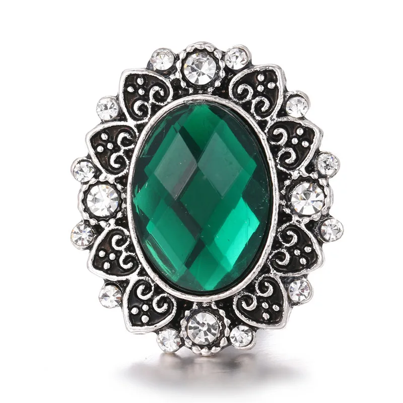 Винтажный темно зеленый кристаллический браслет с кнопками 18 мм подходит для