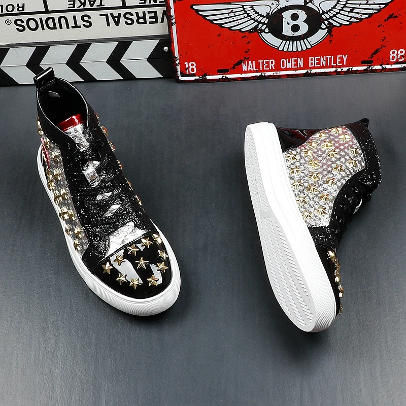 Мужская брендовая Дизайнерская обувь с заклепками и американским флагом