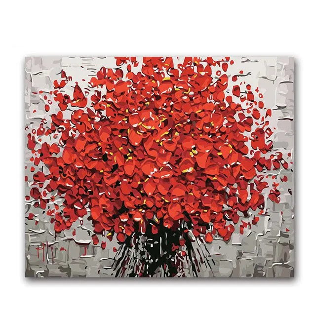 Растение красные цветы картина маслом упаковка сделай сам картинки рисование по