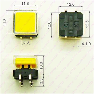 10 комплектов 12X12 мм всего H = 10 мм(3 в 1) переключатель+ 2 части крышки Мгновенный 4PIN SMT/DIP тактный переключатель кнопочный переключатель микроклавишная кнопка