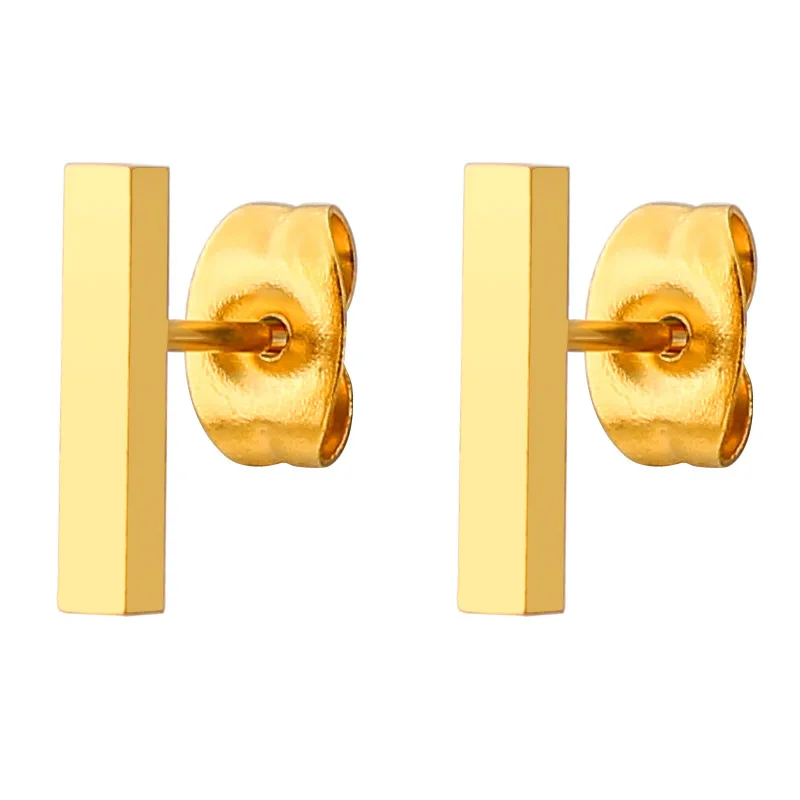 Серьги-гвоздики из нержавеющей стали женские тонкие квадратные геометрические