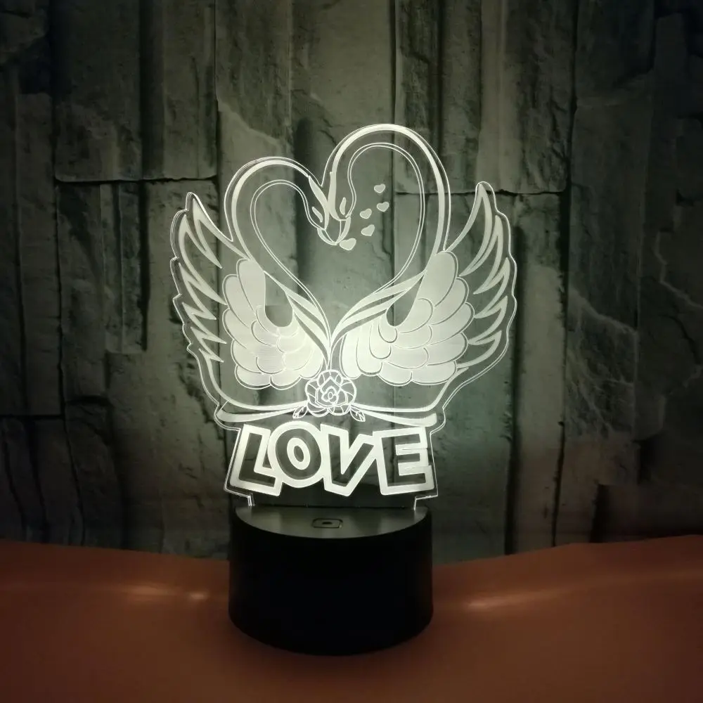 3d лампа Swan Love цветная сенсорная светодиодная визуальная подарочное украшение