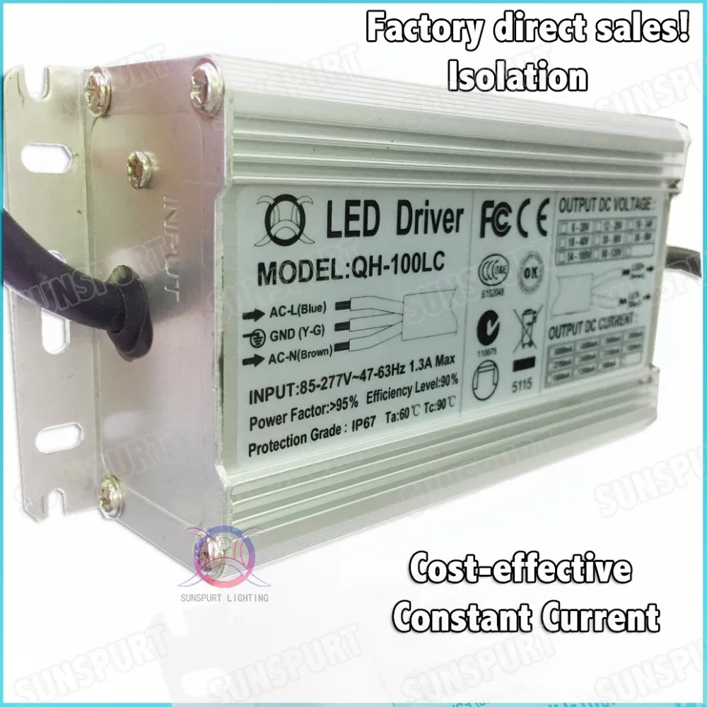 2 шт. по EMC LVD IP67 100 Вт AC85-277V светодиодный драйвер 6-10x10B 3000mA DC18-34V постоянного тока