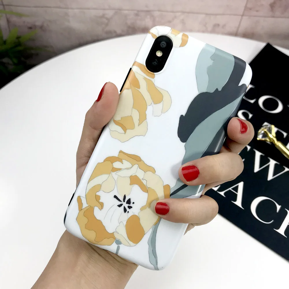 Силиконовый чехол для iphone X XR XS Max чехол для iphone 8, 7, 6, 6S Plus, X XS чехол для Max XR класса люкс узором из цветов и листьев масло на заднюю панель с изображением флага США - Цвет: 6