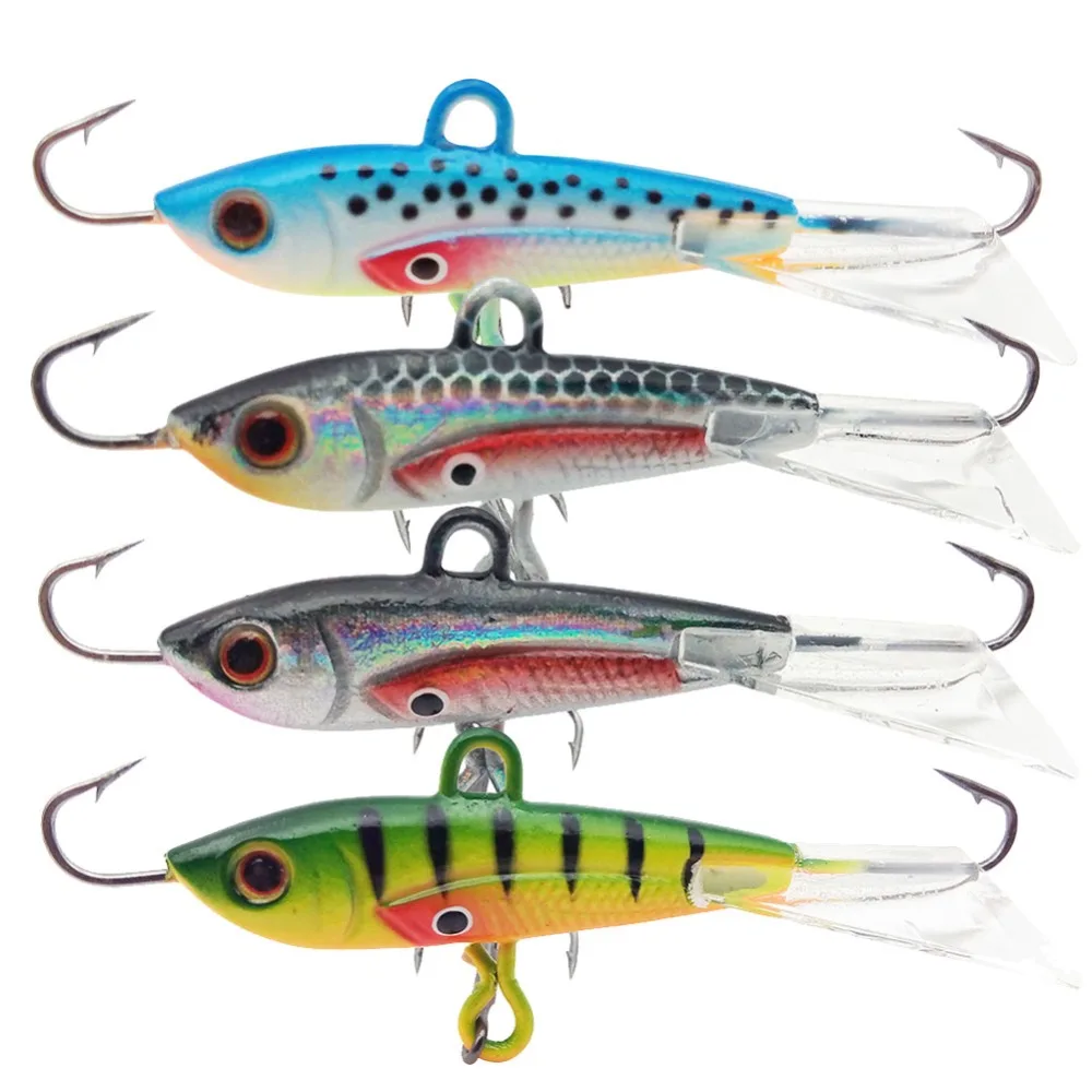 4 pieces лед рыболовная приманка Minnow 60 мм/10 2g жесткие приманки крючковый лов привести