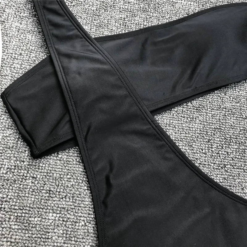 EVAW 2019 Цельный купальник Женские Модные Черные Купальники бандо грудь обёрточная