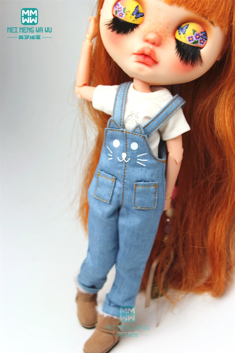 Одежда для куклы Blyth 1 шт. джинсовое платье на бретельках черное красное синее
