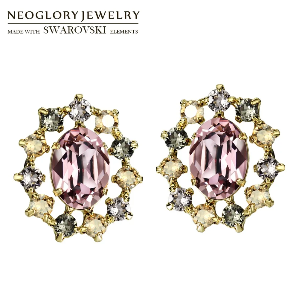 Neoglory Crystal трендовые серьги-гвоздики винтажный Овальный стиль барокко для