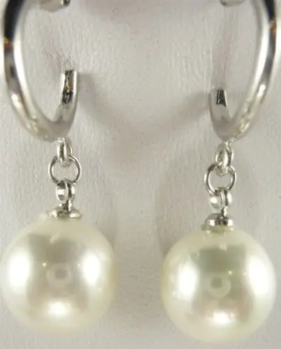 Wan очаровательные 12 мм белые жемчужные 18 KGP серьги|18 kgp|pearl shell earringsshell earrings |