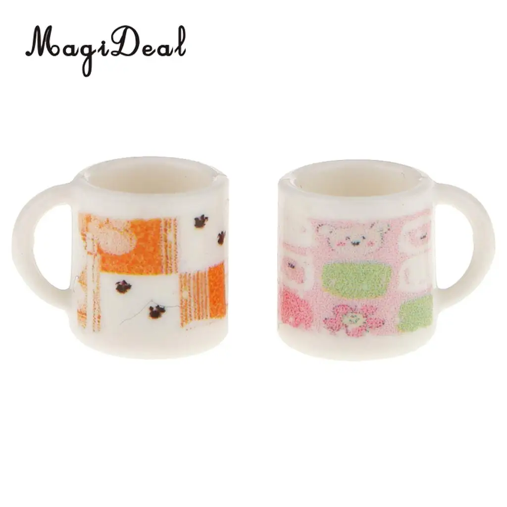MagiDeal Красочные 2 шт 1/12 Масштаб Кукольный домик Миниатюрные пластиковые кофейные чайные чашки, кружки для декора кухни ресторана детские игрушки