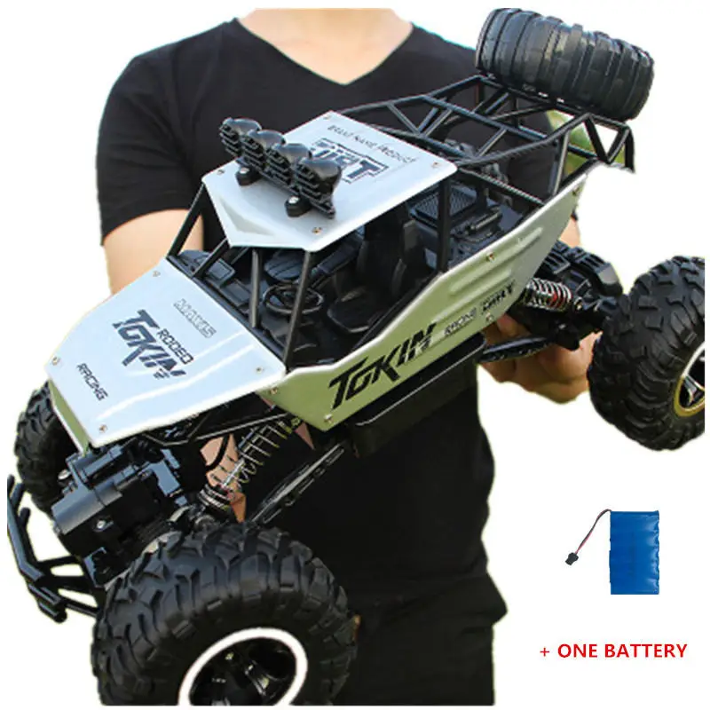 37 см Радиоуправляемая машина 1/12 4WD 4x4 водительский автомобиль Двойной Мотор привод Bigfoot автомобиль пульт дистанционного управления модель автомобиля внедорожник игрушка - Цвет: silver one battery