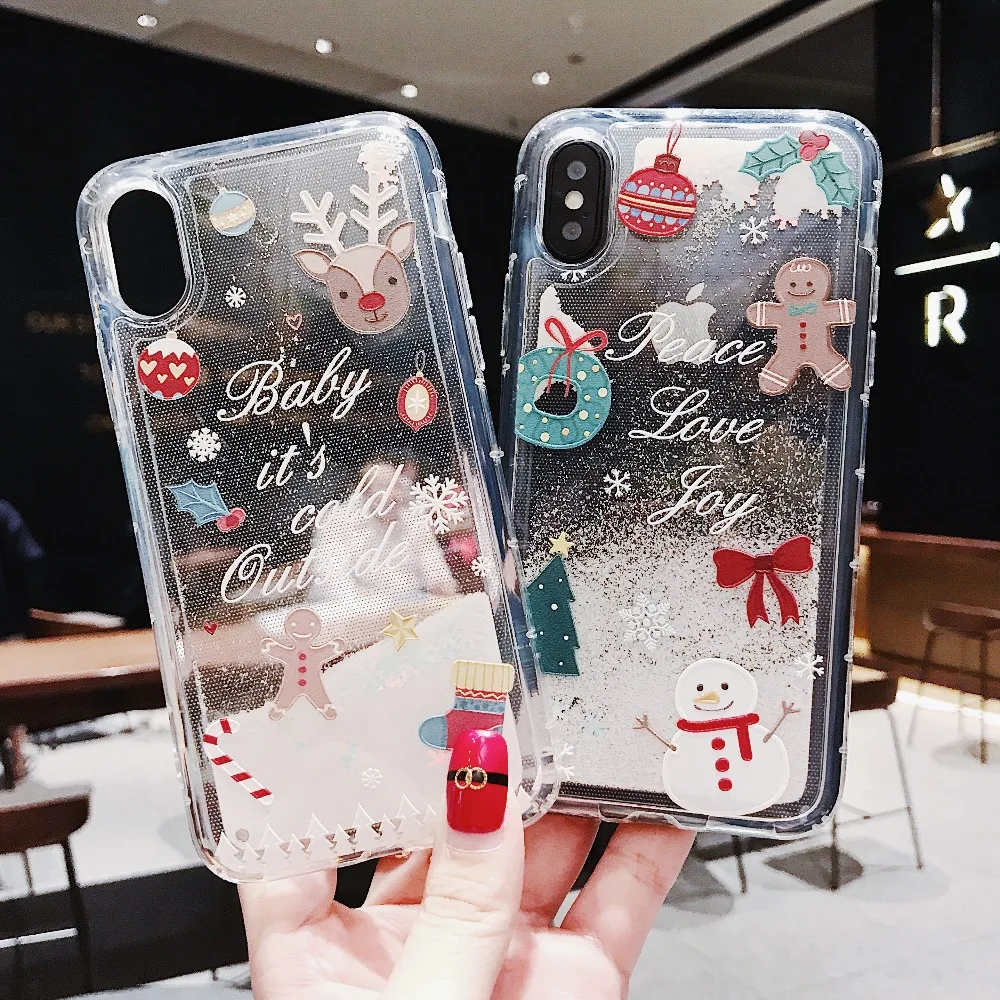 Рождественские Чехлы для iPhone 7 Plus 8 XS Max XR X Силиконовый чехол телефона Edge