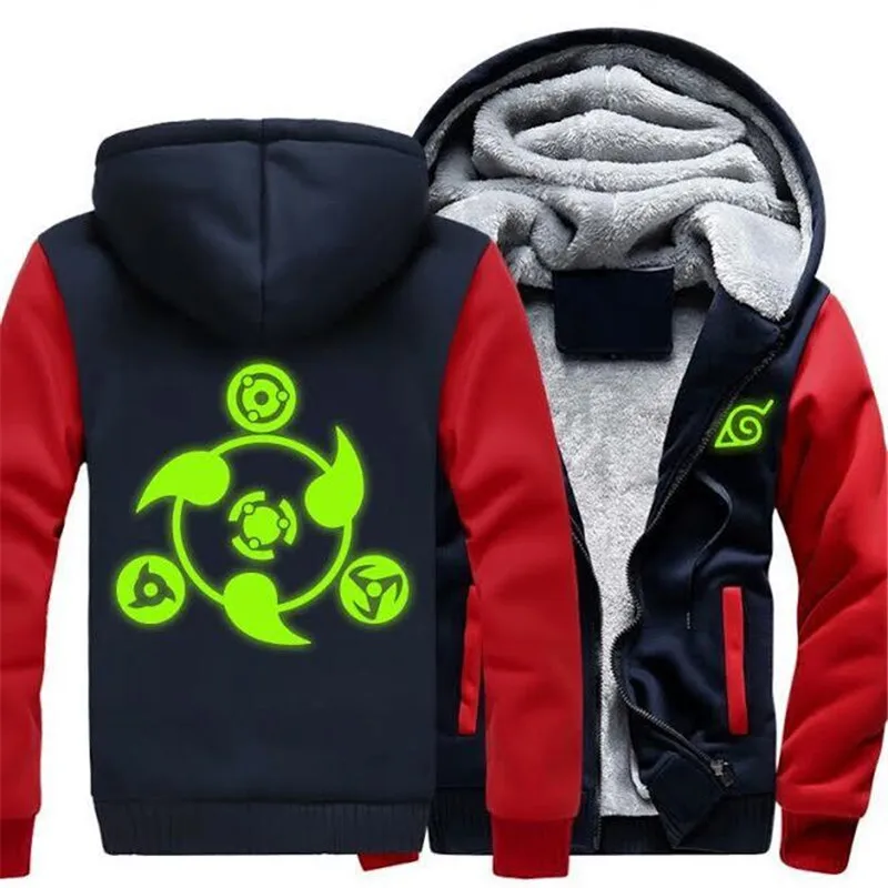 red green Аниме Наруто Акацуки одежда утепленная куртка Косплей толстовки с капюшоном световой размер США - Цвет: red green