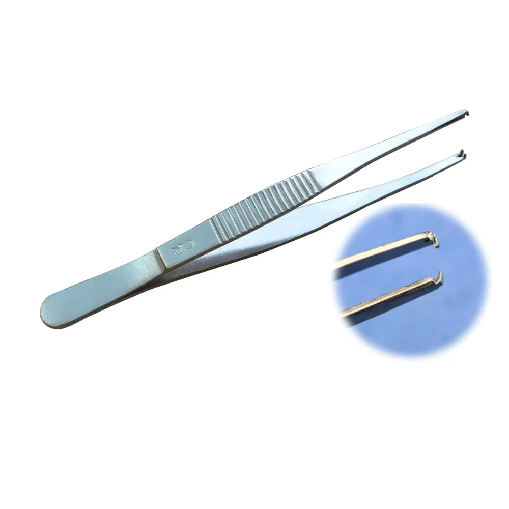 

10Pcs Medical Dental Straight Head Stainless Steel Tweezers Toothed Hook Anti-slip Lines Heat Resistant Surgical Accessories