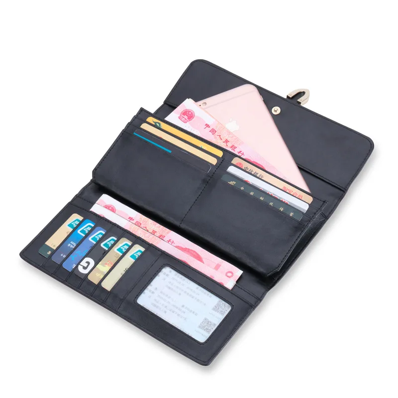 Leeshang кошелек женский натуральная кожа длинный кошельки бумажник женщин для