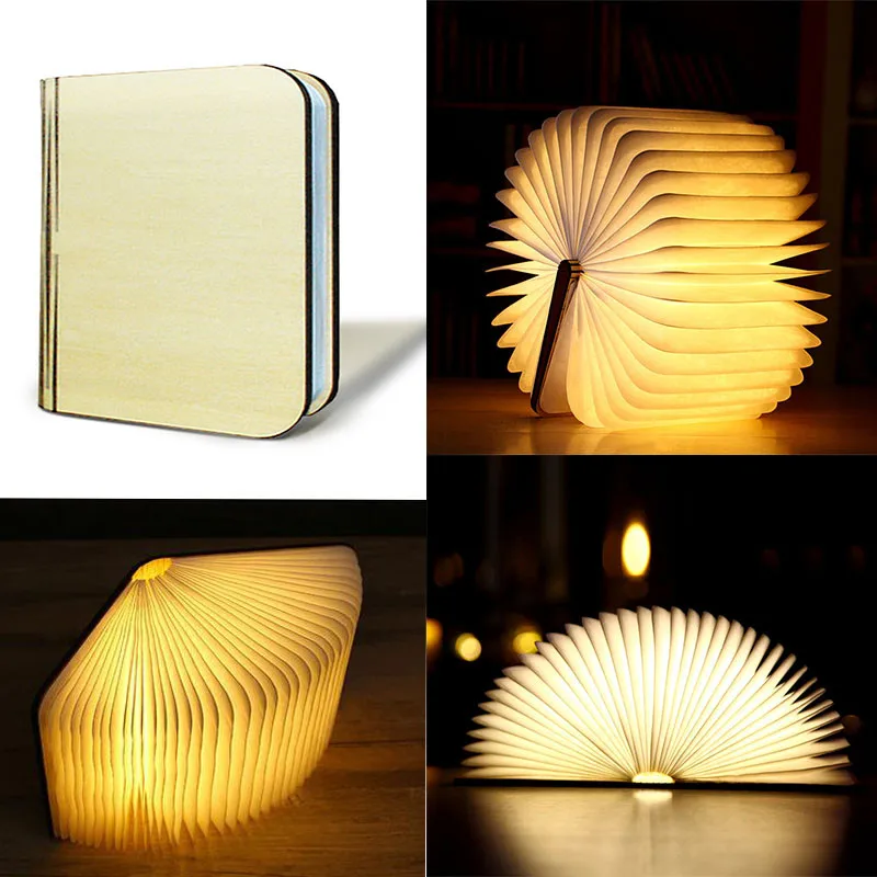 Домашнее украшение 5 В/2000 мА светодиодный складной деревянный книжный Ночник