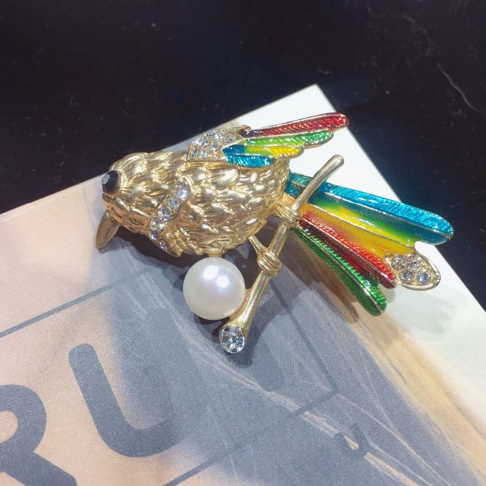 SHDIYAYUN 2019 New Bird Brooch Natural Freshwater Pearl Animal Gold Pins for Women Wedding Jewelry Women's Accessories | Украшения и