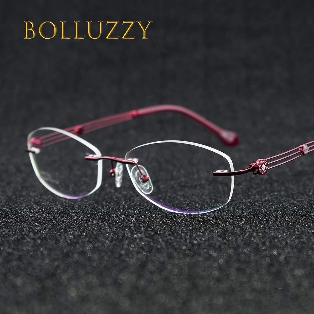 Женская оправа для очков с бриллиантами разразы Золотистая без оправы женщин|optical eyeglasses frame|eyeglass framesrimless optical