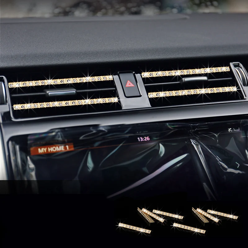 

16pcs Silver / Gold Diamond Style Front Air Outlet Vent Decorator Stripe Cover Trim For Land Rover Discovery 5 LR5 2017-2018