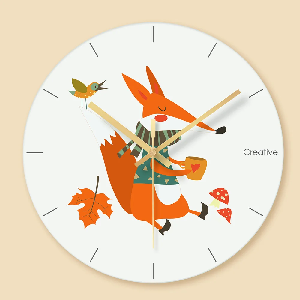 3D настенные часы с лисьим животным и жирафом минималистичные в скандинавском