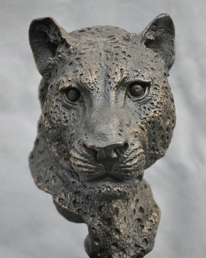 S07176 9 Бронзовый Животных Храбрый Гибкой Король Leopard Jaguar Они Показывают Скульптура