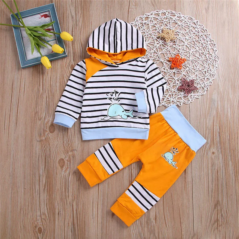 2018 Осенняя детская одежда для маленьких мальчиков и девочек с кроликом