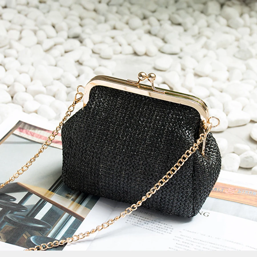 Летние Соломенные Сумочки из ротанга на цепочке Женская пляжная Дорожная сумка