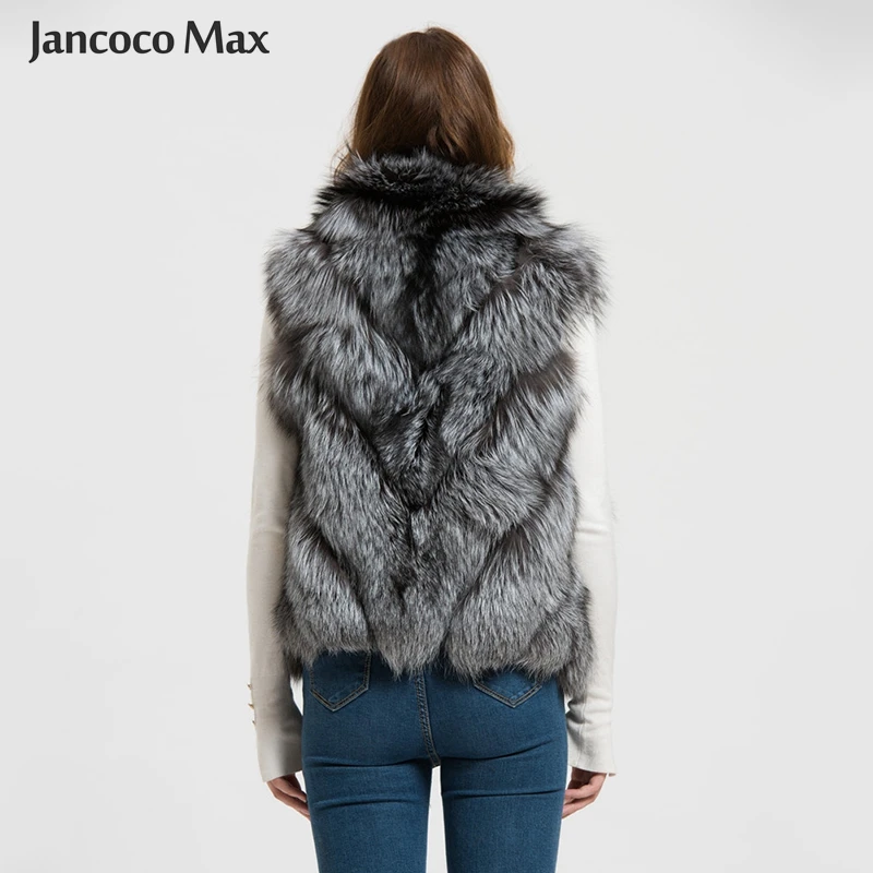 Jancoco Max жилет из натурального Лисьего меха для женщин, зимний женский жилет, модный жилет с воротником-стойкой S1708