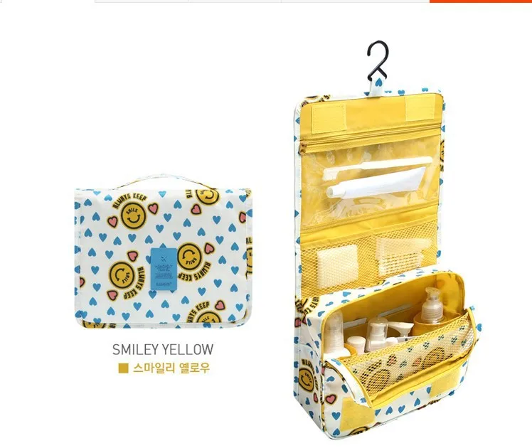 Yellow Smile Функциональная подвесная косметичка для путешествий, Женский чехол на молнии для макияжа, органайзер для хранения, мужская косметичка, косметичка, косметический набор, сумки - Цвет: Yellow Smile