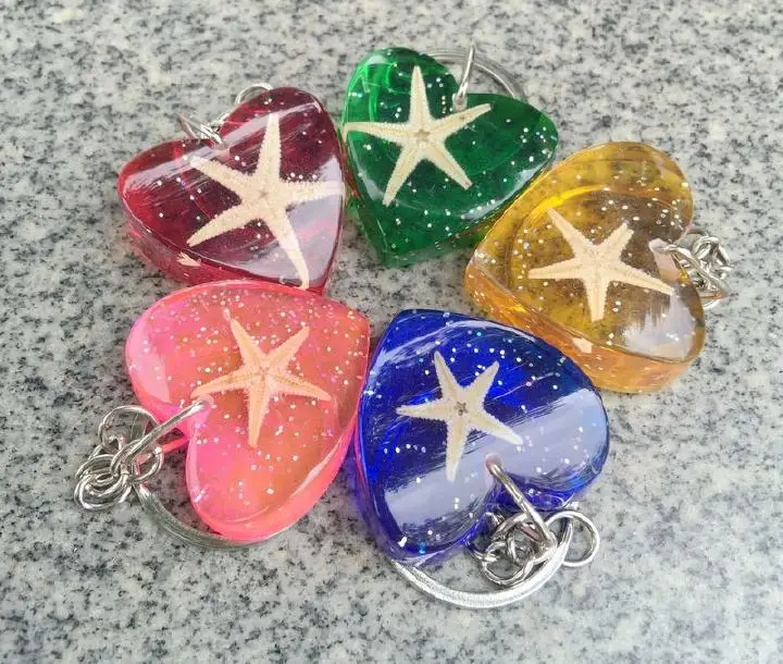 10 шт. REALSTARFISH LUCITE сердце брелок для ключей ювелирных изделий Таксидермии подарок