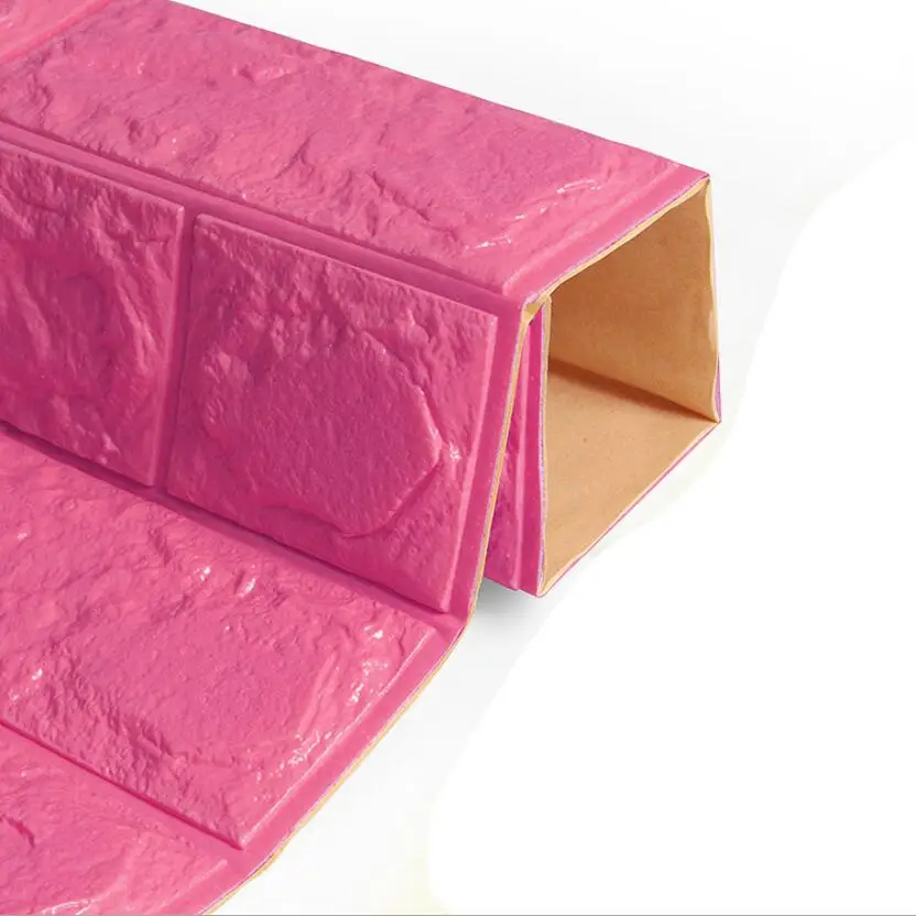 Diy Детская комната 3d Кирпич из вспененного полиэтилена панели обоев домашние мягкие украшения стены Бумага самоклеящаяся с рисунком кирпичи Papel де W109 - Цвет: Rose red