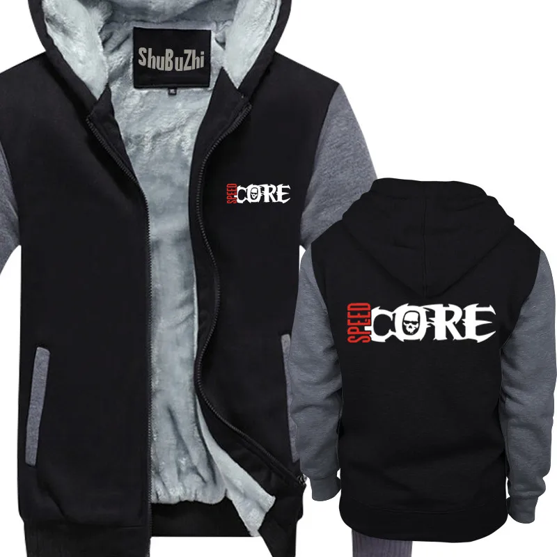 SPEEDCORE стиль толстовки для мужчин модный бренд зимняя куртка плотное пальто габбер Hardcore Клубная Толстовка Прямая