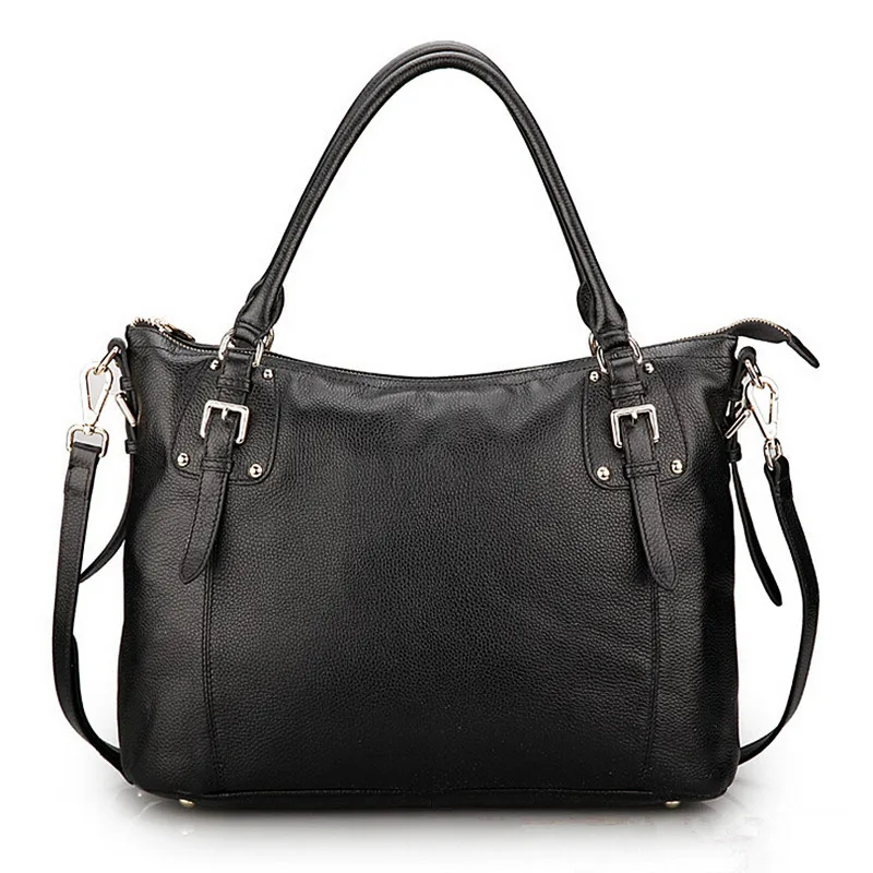 Сумка-тоут женская из натуральной воловьей кожи модный вместительный саквояж на